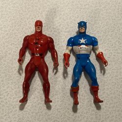 Vintage 1984 Marvel Comics Avengers Captain America & Daredevil 4.5 inch Action Figure Toys !!