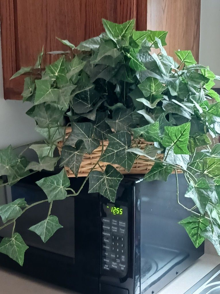 Fake Ivy Plant In Wicker Basket