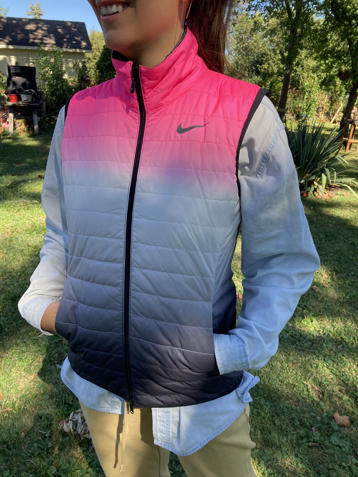 Nike Pink/Black Ombré Reversible Puffer Vest