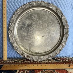 Vintage Silver Plated Platter Tray 18” Diameter