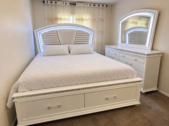 White King Bedroom Set with LED Headboard