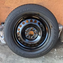 1 GOOD USED RIM & TIRE FOR SPARE HONDA ACCORD IN GREAT CONDITIONS 16X6 1/2  5X4.5 P215/60R16 DUNLOP TIRE  $60 PICKUP ONLY
