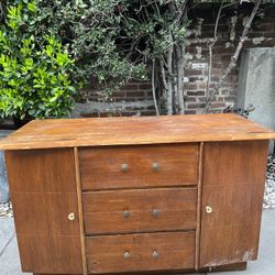 Vintage Wood Sideboard Buffet Cabinet
