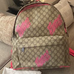 Authentic Gucci Pink GG Backpack 