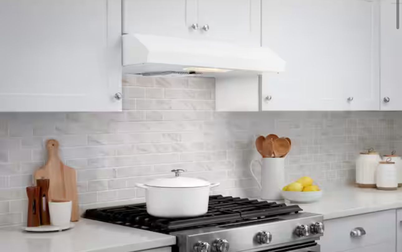 30 in. 240 CFM Convertible Under Cabinet Range Hood in White with Lighting and Charcoal Filter