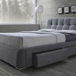 Brand New Grey Bed with Storage Drawers
