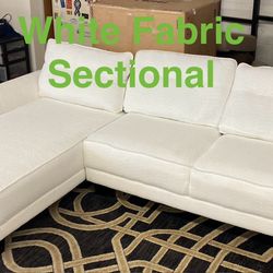 Beautiful New White Fabric Sectional (Finance & Delivery)