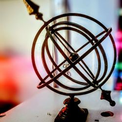 Vintage French country iron. Garden, armillary.