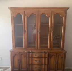Vintage Solid Wood China Cabinet / Hutch – Excellent Condition