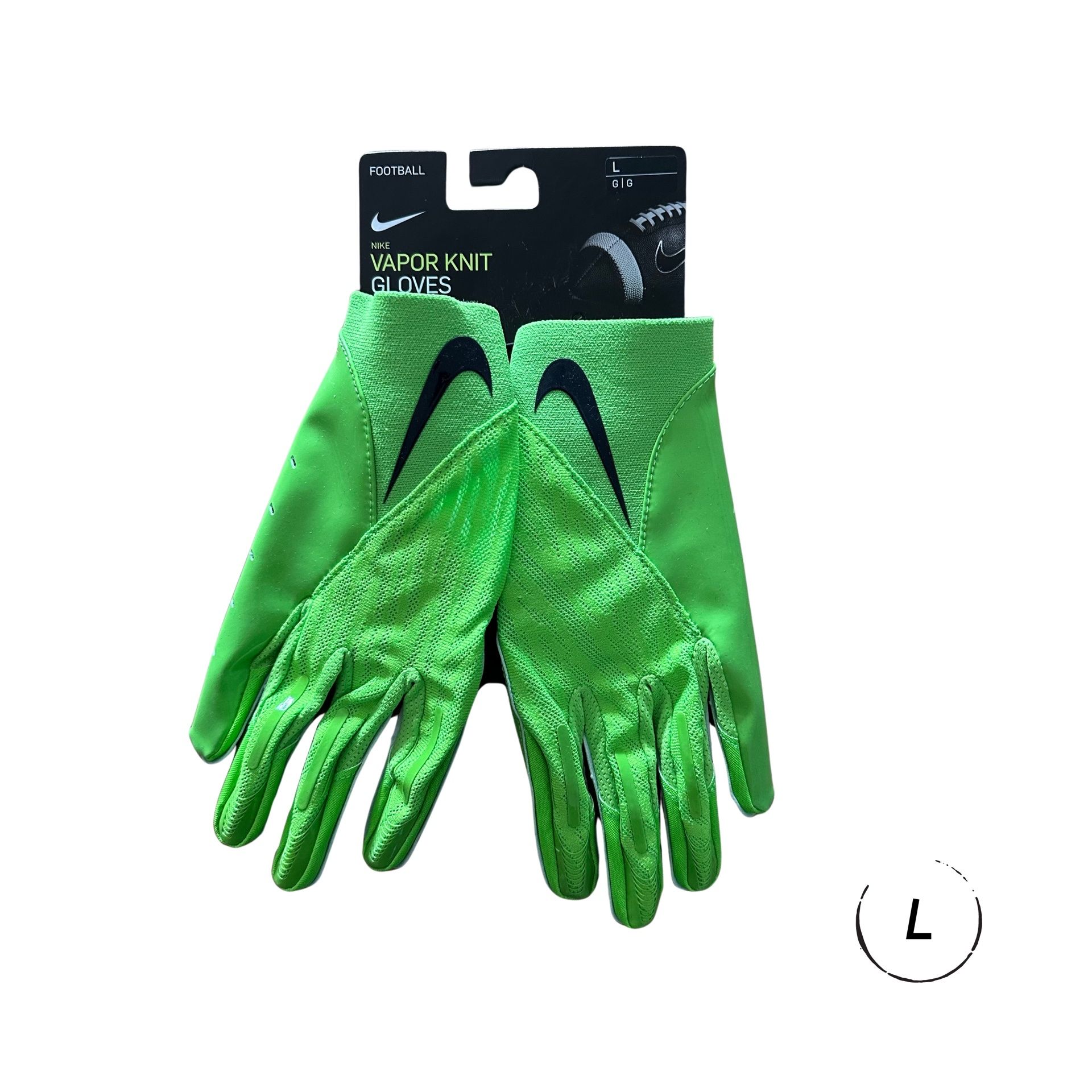Nike Vapor Knit Football Gloves Magnigrip Mens Size L Neon Green