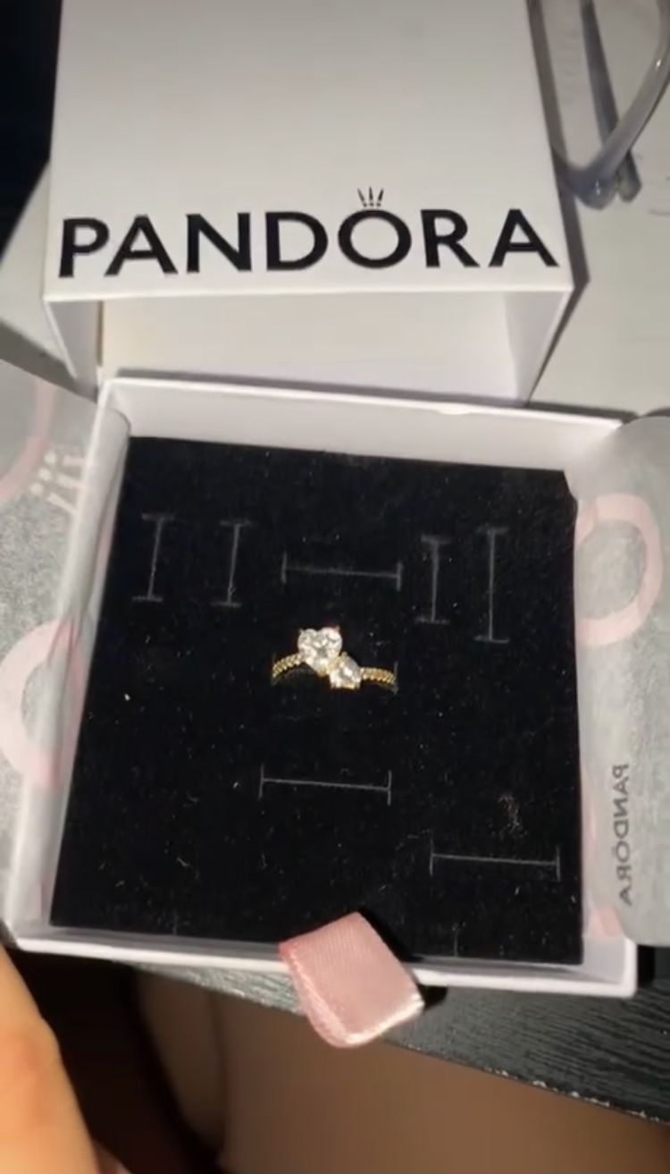 Double Heart Sparkling Ring Pandora Ring
