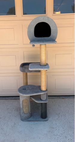 63” Catry Cascade Cat Tree, With 5 Levels and Condo, Gray