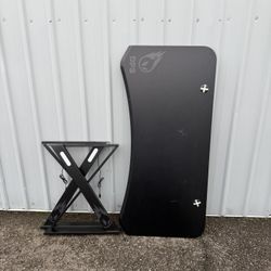 DPS Gaming Desk with LED Lights – Carbon Fiber Style Top, X-Frame, Sturdy