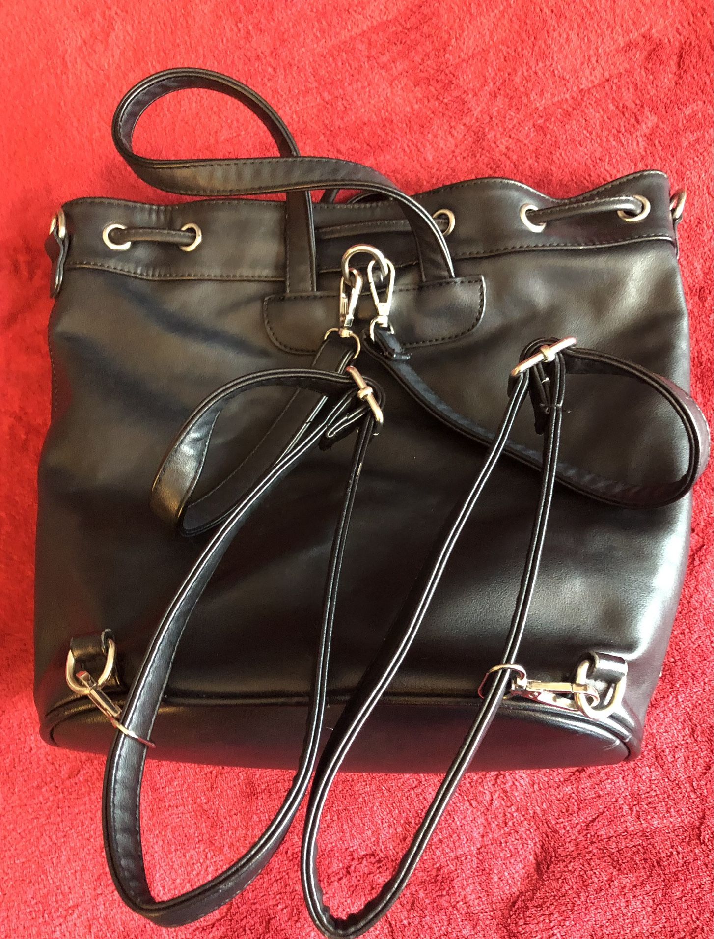 Olivia Miller Women’s Black Drawstring Purse/Backpack 