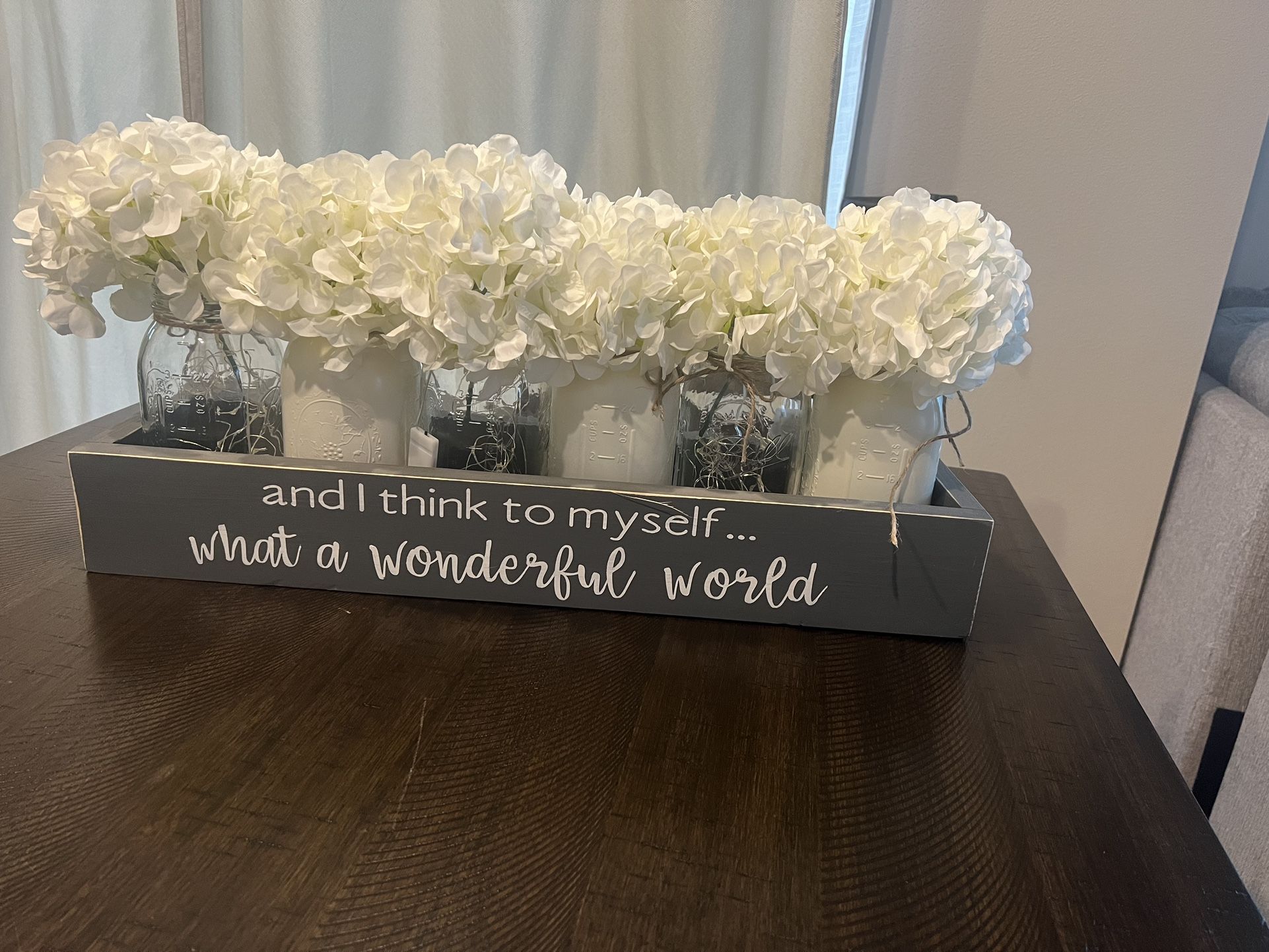 Mason jar Table Center Piece With Fairy Lights