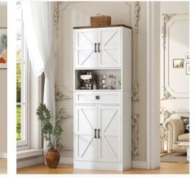 67" Tall Farmhouse Pantry Cabinet with Drawer,Small Storage Cabinet for Kitchen Bathroom Dining Room Kitchen