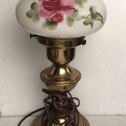 Vintage Rose Brass Lamp Glass Shade