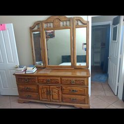 Wood Dresser With Mirror