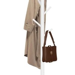 Solid Wooden Coat Rack Freestanding, White