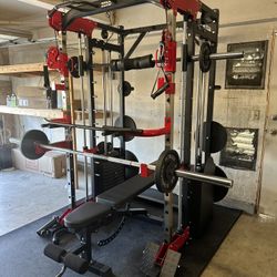 Smith Machine 200 | Adjustable Bench | 245lb Cast Iron Olympic Weights | 7ft Olympic Bar | Fitness | Gym Equipment | FREE DELIVERY/INSTALLATION 🚚 🛠️
