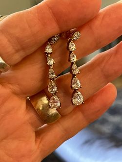Vintage Sterling Silver and Diamonique Dangle Earrings