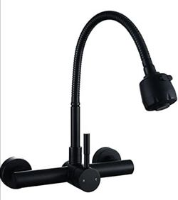 (Brand New in Box)
Wall Mount Kitchen Faucet with Sprayer 8“ Center,Matte Black Stainless Steel Sink Mixer Tap, Laundry Utility Faucets with Dual Fun