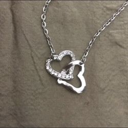 White Gold Plated Swarovski Elements Heart Necklace 