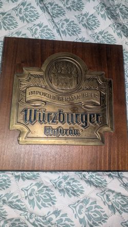 Würzburger Hofbräu Imported German Beer Brass Plaque
