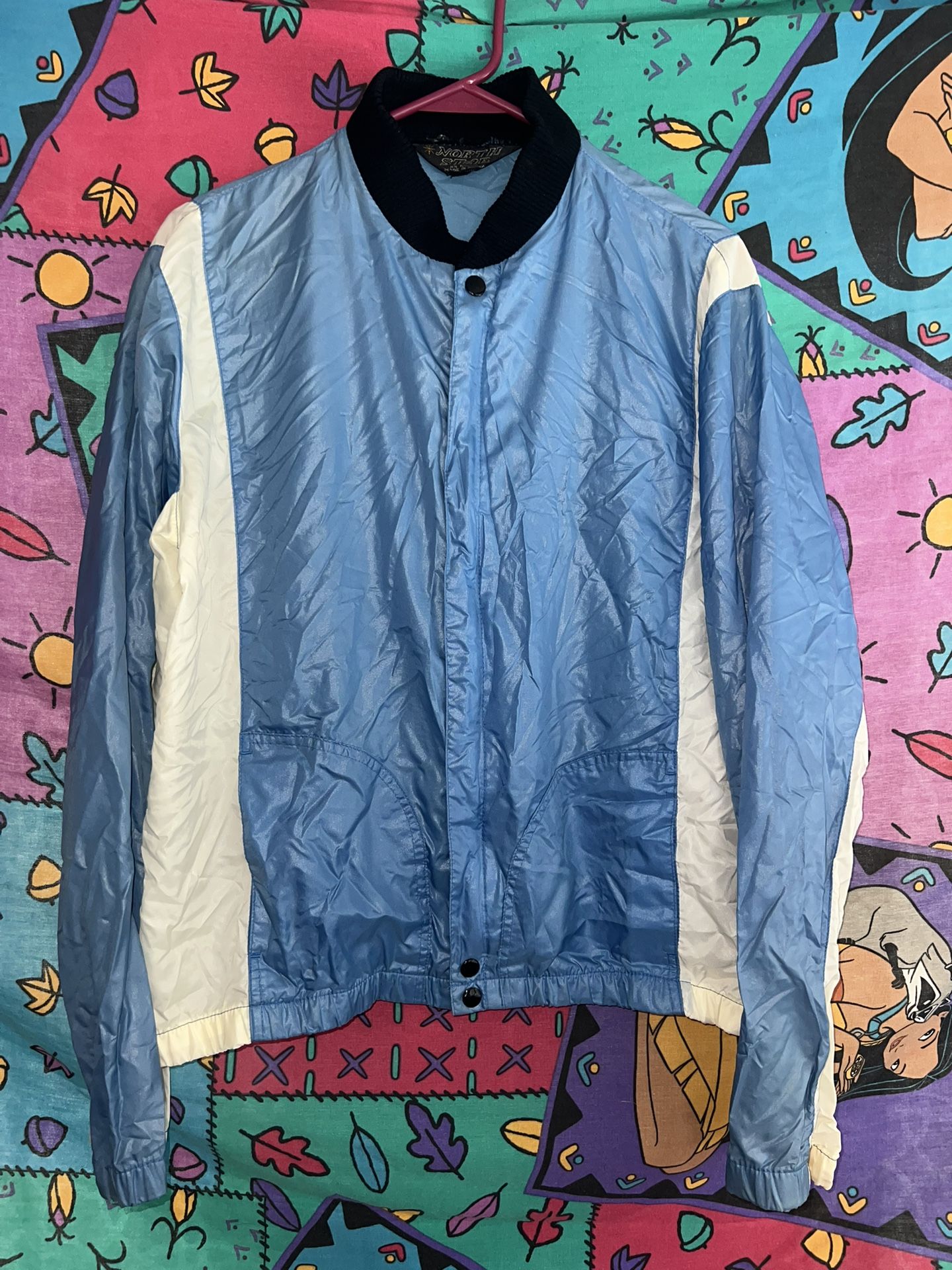 size large bomber jacket windbreaker blue yellow