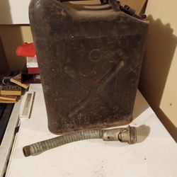 Vintage Fuel Can And Spout 5 Gal