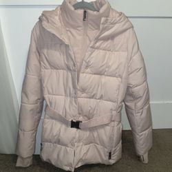 Michael Kors Women Scuba Belted Hooded Jacket Blush Pink Size Medium (retail $139)