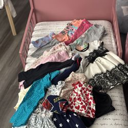 Toddler Bed And Girl Clothes Size 2T
