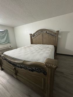King size bed frame+ mattress