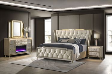 Lorient Ivory/Camel 4-piece California King Bedroom Set