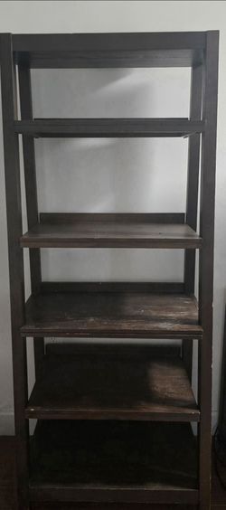 Dark Brown Wood 5-Shelf Bookcase