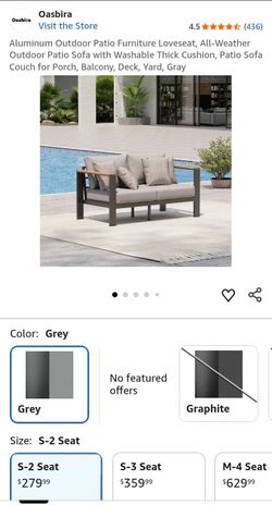 New in box oasbira patio aluminum gray sofa