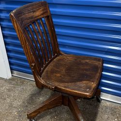 vintage wooden swivel banker’s/office chair