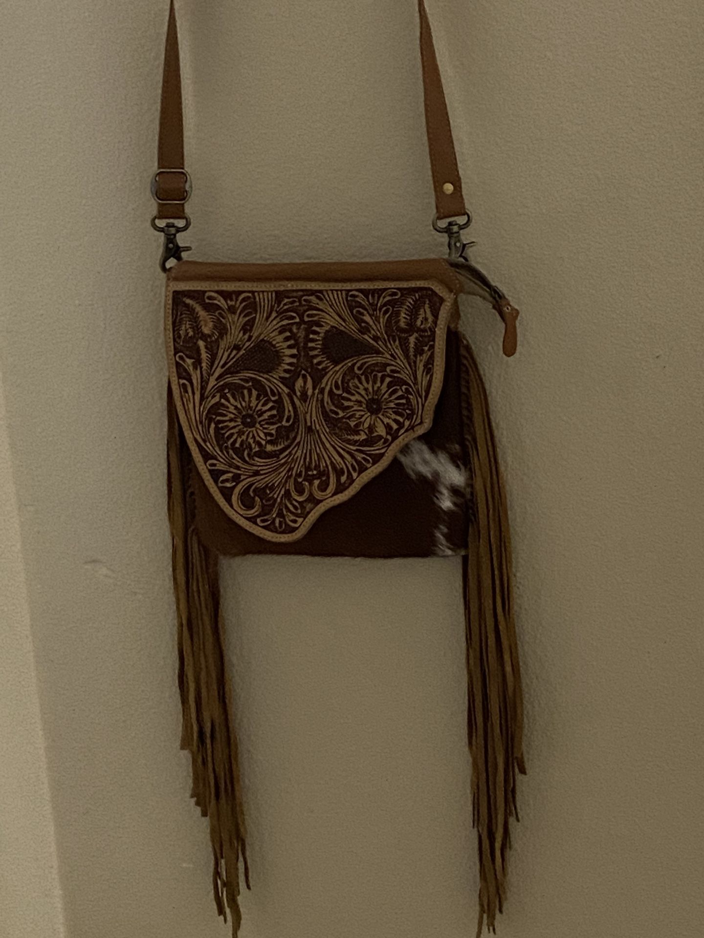 Western Fringe Cowhide Purse