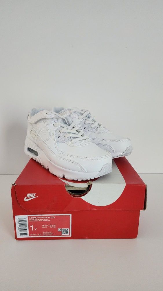 Nike Air Max 90 White Easy On Sneakers Size 1Y Like New