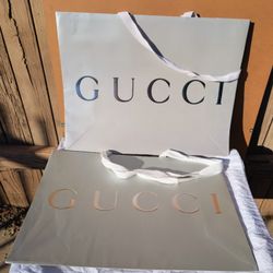 Gucci Gray/Silver Large Holiday Paper Shopping Bag - 14" Height x 18.5" Length x 6.5" Width