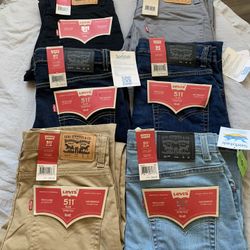 6 pairs of Levi’s 511 Slim Stretch Jeans Lot 