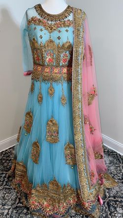 Light-blue flowing gown
