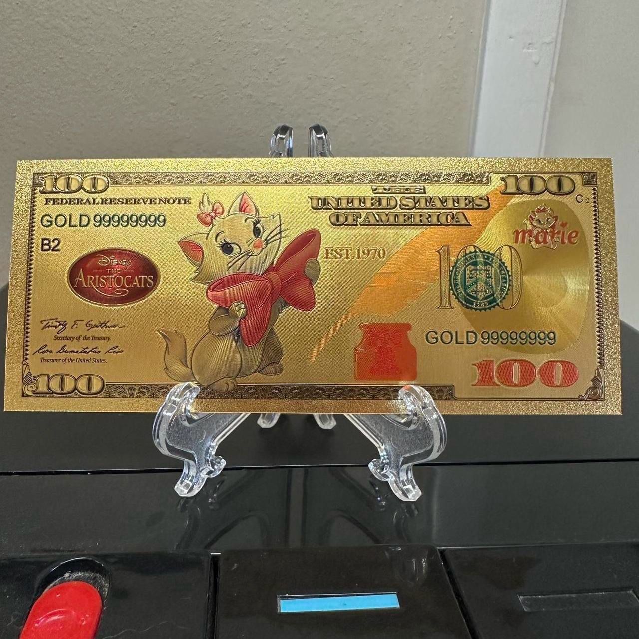Gold Foil Plated Marie from Aristocat Collectible Banknote