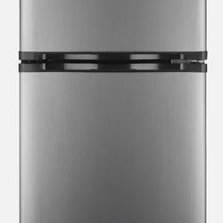 Insignia™ - 3.0 Cu. Ft. Mini Fridge with Top Freezer - Stainless steel