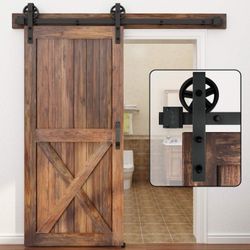 WINSOON Single Wood Sliding Barn Door Hardware Kit      8FT                      #0647