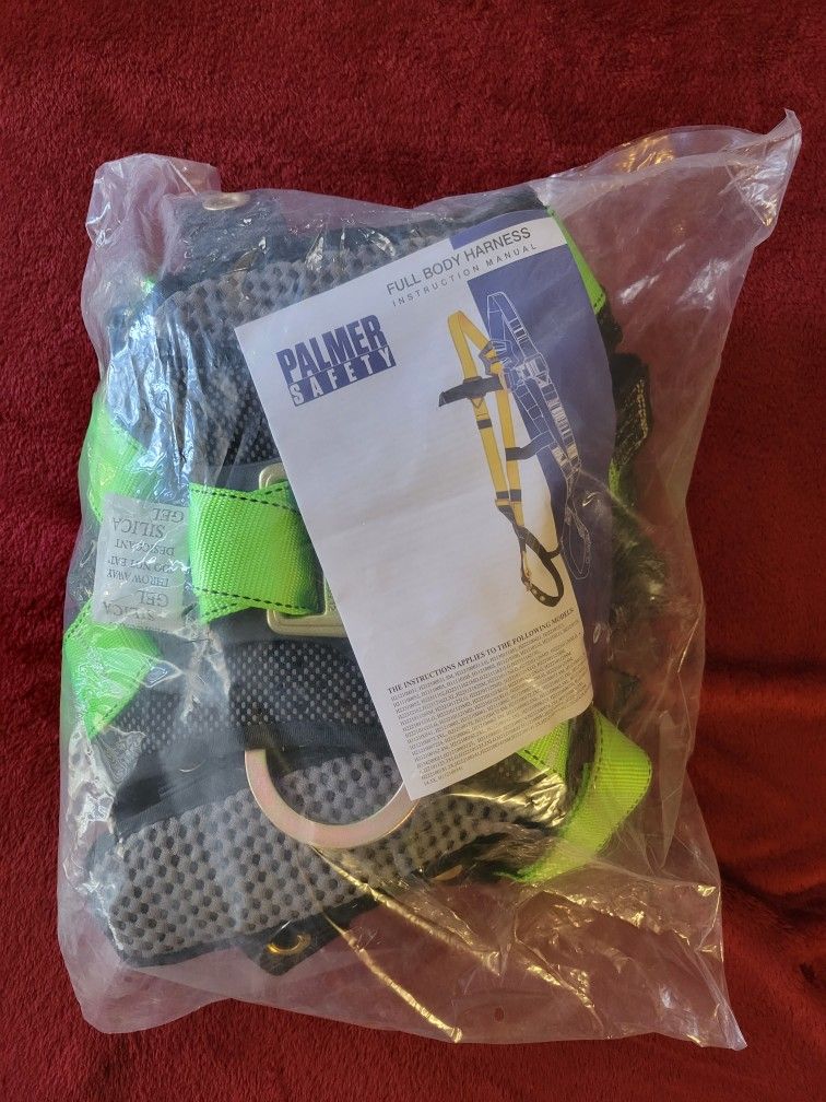 NWT PALMER SAFETY FULL BODY HARNESS GREEN XLG WITH LANYARD