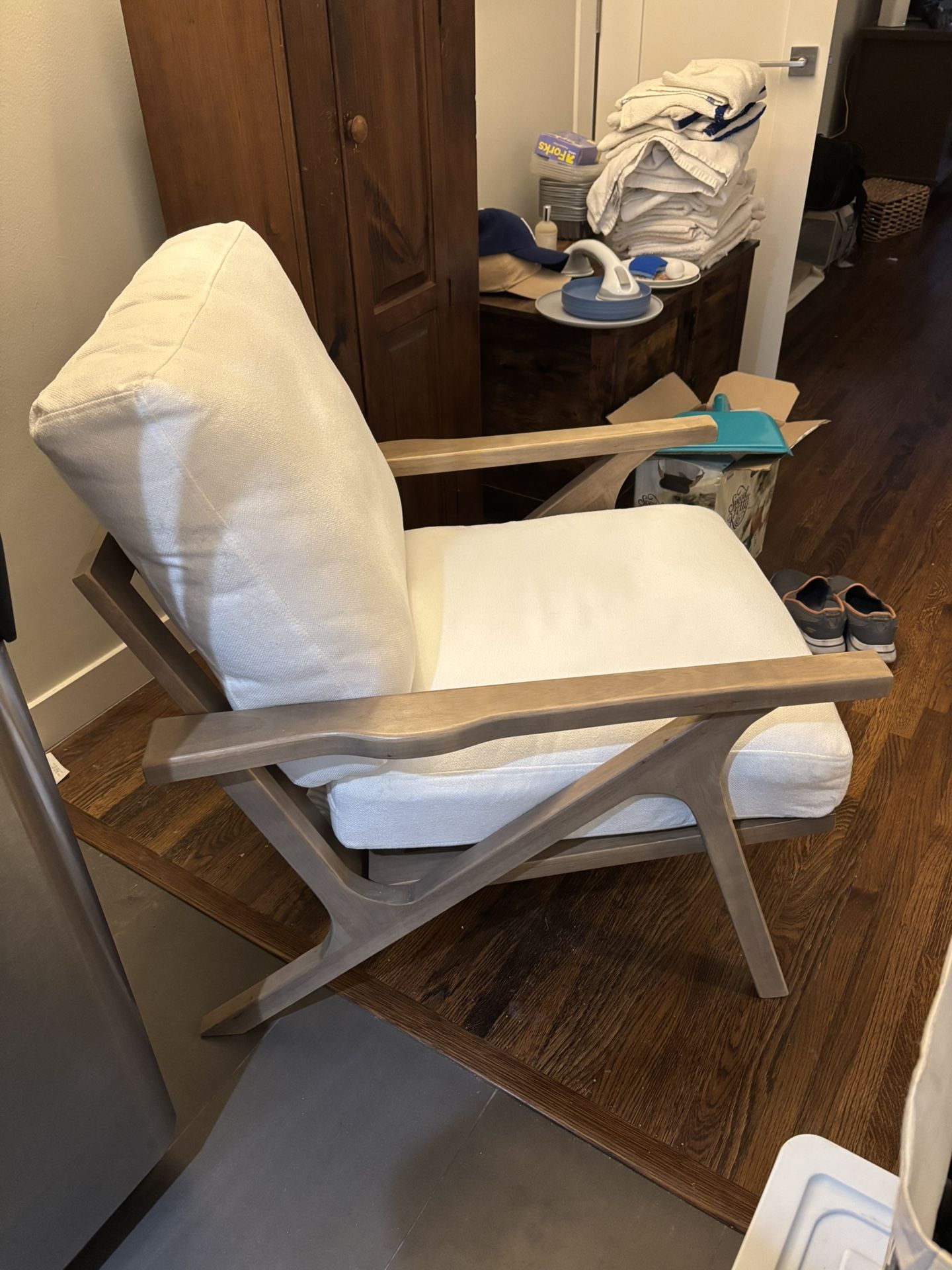 Modern White Coastal Armchair 