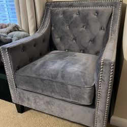 Grey Velvet Accent Chair 