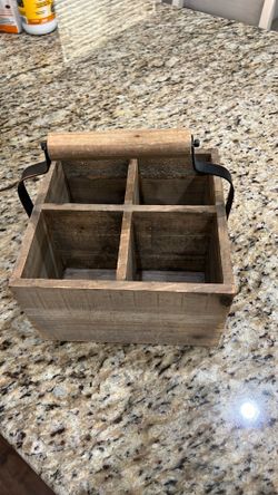 Wood and metal organizer with four compartments