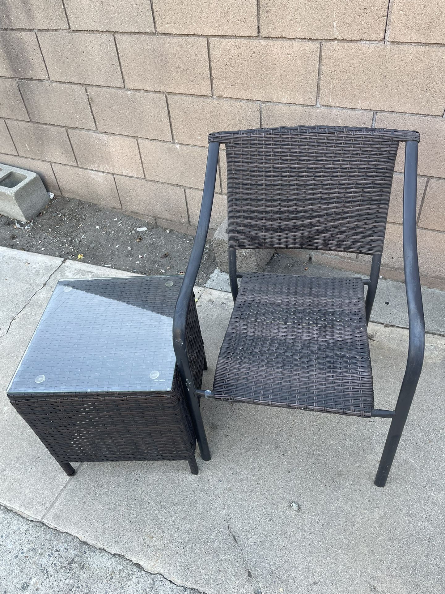 Wicker Chair and Table 
